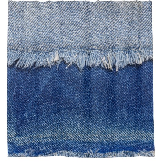 デニムジーンズの布の背景を破った シャワーカーテン (正面)