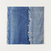 デニムジーンズの布の背景を破った タペストリー (正面(横))