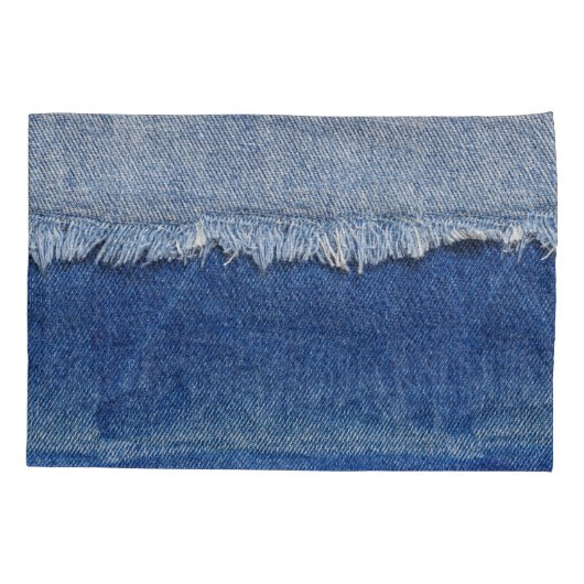 デニムジーンズの布の背景を破った 枕カバー (裏面)