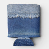 デニムジーンズの布の背景を破った 缶クーラー (裏面)