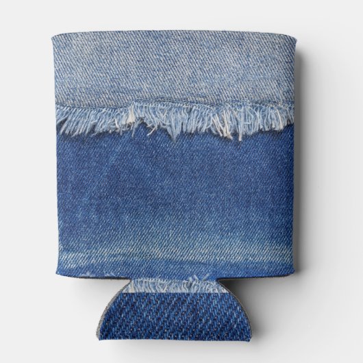 デニムジーンズの布の背景を破った 缶クーラー (裏面)