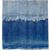 デニムジーンズの背景。デニム織物を裂き取り、b シャワーカーテン (正面)