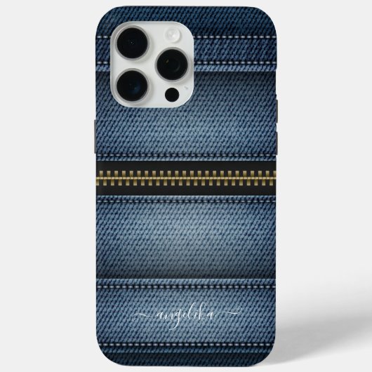デニムジーンズスタイルのステッチとジッパー Case-Mate iPhoneケース (裏面)