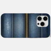 デニムジーンズスタイルのステッチとジッパー Case-Mate iPhoneケース (裏面 (横))
