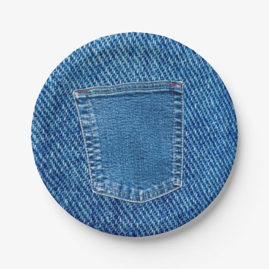 デニムジーンズポケット西カントリーウェディングパーティー ペーパープレート (正面)