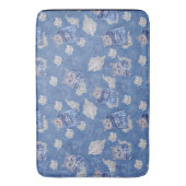 デニムジーンポケット、子猫、レースの繰り返しパターン バスマット (正面縦)