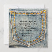 デニムジーン刺繍ポケット誕生日パーティー 招待状 (裏面)