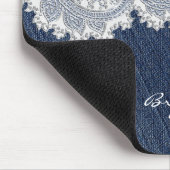 デニムジーン & ホワイトレース エレガント マウスパッド (コーナー)