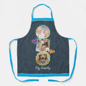 デニムスクフェイクラップブックスタイルファミリー写真テンプレート エプロン (正面)