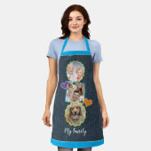 デニムスクフェイクラップブックスタイルファミリー写真テンプレート エプロン (着用した状態)