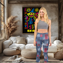 デニムスタイリッシュ・パッチワーク、青と赤のカスタム文字