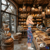 デニムスタイリッシュ・パッチワーク、青と赤のカスタム文字 カプリレギンス