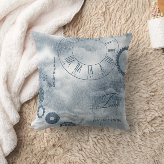 デニムスチームパンク クッション (ブランケット)