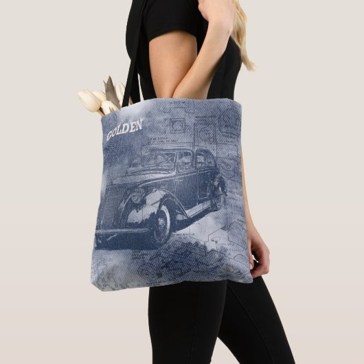 デニムスチームパンク トートバッグ (クローズアップ)