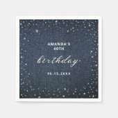 デニムダイアモンズアニュアルバースデーパーティーカスタム スタンダードカクテルナプキン (正面)