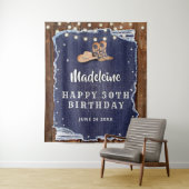 デニムダイアモンズウェスタン素朴誕生日背景 タペストリー (インサイチュ)