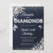 デニムダイアモンズグラムタイプ30歳の誕生日 招待状 (正面)