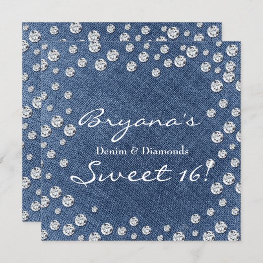 デニムダイアモンズスきらきら光るトラント甘い16招待状 招待状 (正面/裏面)