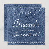 デニムダイアモンズスパークルきらきら光るスウィート16招待状 招待状 (正面/裏面)