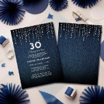 デニムダイアモンズドリッピング30th Birthdayパーティー 招待状<br><div class="desc">デニシンプルムの背景モダン、ダイヤエレガントモンド/ライン石のドリッピング（シミュレートされ、ダイヤではない）と白いタイポグラフィを備えたシックなバースデーパーティーの招待テンプレート。30歳の誕生日の女性のためのシックな「デニムとダイヤモンド」デザイン!</div>