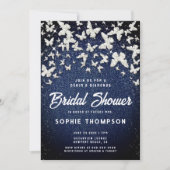 デニムダイアモンズバタフライスクリプトブライダルシャワー 招待状 (正面)