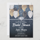 デニムダイアモンズバルーンアーチグリッターブライダルシャワー 招待状 (正面)