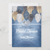 デニムダイアモンズバルーンアーチ素朴ブライダルシャワー 招待状 (正面)