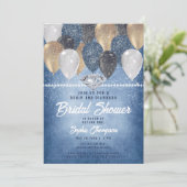 デニムダイアモンズバルーンアーチ素朴ブライダルシャワー 招待状 (スタンド正面)
