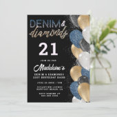 デニムダイアモンズバルーンモダンアーチ21歳の誕生日 招待状 (スタンド正面)