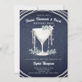 デニムダイアモンズパールシャンパンバースデーパーティー 招待状 (正面)