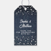 デニムダイアモンズパールスブルーカップルウェディングシャワー ギフトタグ (正面)