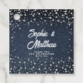 デニムダイアモンズパールスブルーカップルウェディングシャワー フェイバータグ (正面)