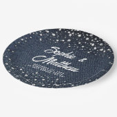 デニムダイアモンズパールスブルーカップルウェディングシャワー ペーパープレート (アングル)