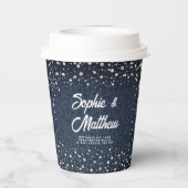 デニムダイアモンズパールスブルーカップルウェディングシャワー 紙コップ (裏面)