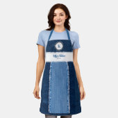 デニムダイアモンズブルーカントリーカスタムモノグラムギフト エプロン (着用した状態)