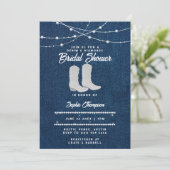 デニムダイアモンズホワイトブーツライトブライダルシャワー 招待状 (スタンド正面)