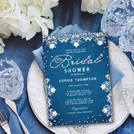 デニムダイアモンズレースジーンズモダンブライダルシャワー 招待状