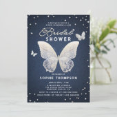 デニムダイアモンズレースバタフライユニークブライダルシャワー 招待状 (スタンド正面)