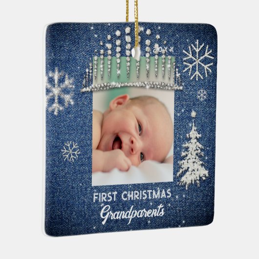 デニムダイアモンズ初めてのクリスマスティアラ祖父母 セラミックオーナメント (右)