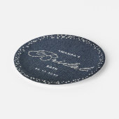 デニムダイアモンドエレガントブライダルシャワーパーソナライズされた ペーパープレート (アングル)