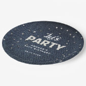 デニムダイアモンドグリッターラインストーンシックレッツパーティー ペーパープレート (アングル)