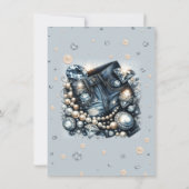 デニムダイアモンド&パールジーンズスウィート16誕生日 招待状 (裏面)