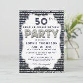 デニムダイヤきらきら光るズグリッターフレームバースデーパーティー 招待状 (スタンド正面)