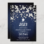 デニムダイヤきらきら光るズバタフライ卒業パーティー 招待状 (正面/裏面)