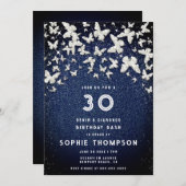 デニムダイヤきらきら光るズバタフライ30th誕生日パーティー 招待状 (正面/裏面)