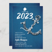 デニムダイヤきらきら光るモンドいかりビーチ卒業パーティー 招待状 (正面/裏面)