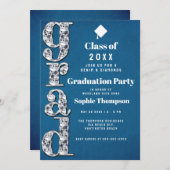 デニムダイヤきらきら光るンエレガントズ卒業パーティー 招待状 (正面/裏面)