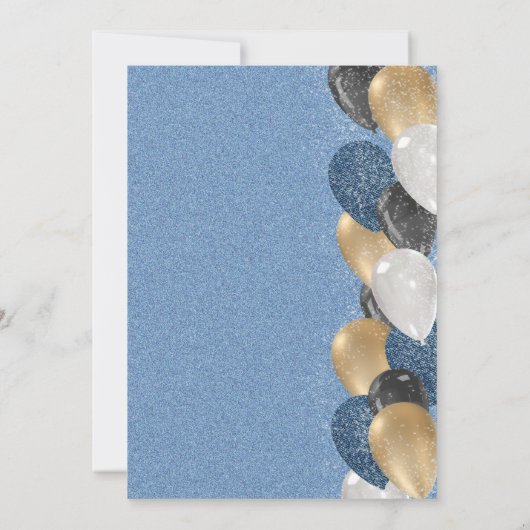 デニムダイヤきらきら光るンズバルーンArch誕生日パーティー 招待状 (裏面)