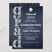 デニムダイヤきらきら光るンズ2023シック卒業パーティー 招待状 (正面/裏面)