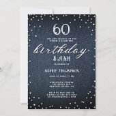 デニムダイヤエレガントズ60素朴th誕生日パーティー 招待状 (正面)